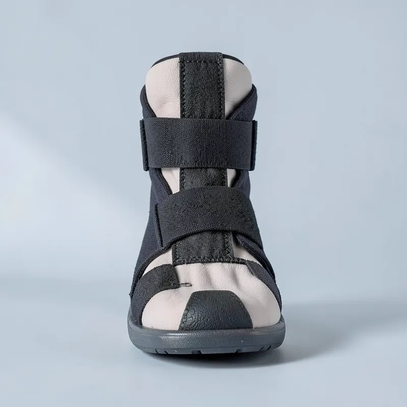 Ankle and foot support brace with crossing straps
